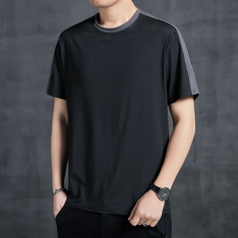 Áo Thun Thể Thao Tay Ngắn Cổ Tròn Dáng Rộng Bằng Lụa Mát Thời Trang Mùa Hè Hàng Mới Dành Cho Bạn Nam