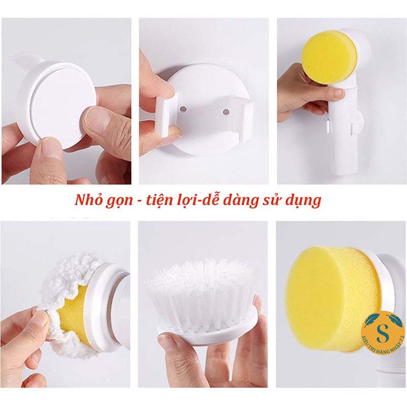 Máy cọ rửa vệ sinh đa năng Magic Brush 5 trong 1 - vệ sinh nhà cửa tiện lợi nhanh chóng (kèm pin)