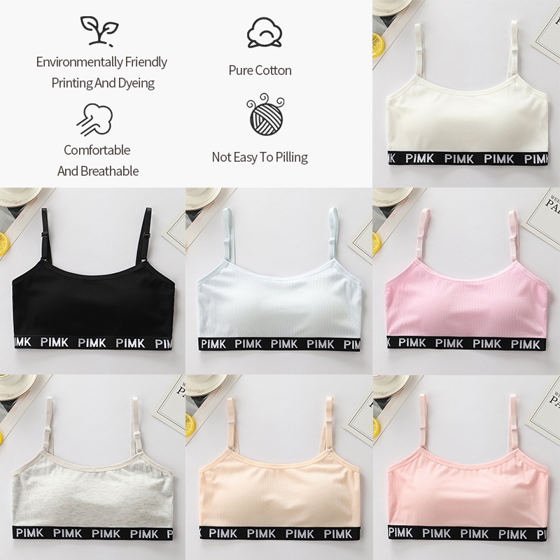 Áo Ngực Thể Thao Không Gọng Vải Cotton Thoáng Khí Thời Trang Cho Bé Gái