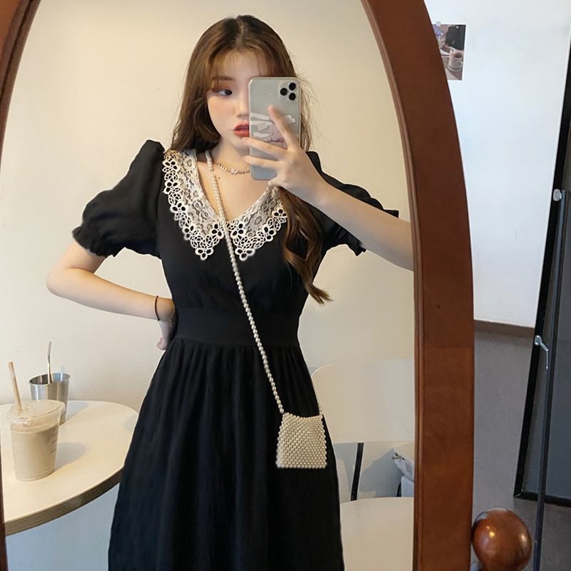 Đầm Perty tay phồng phong cách Hàn Quốc cổ điển thiết kế dễ thương cho nữ