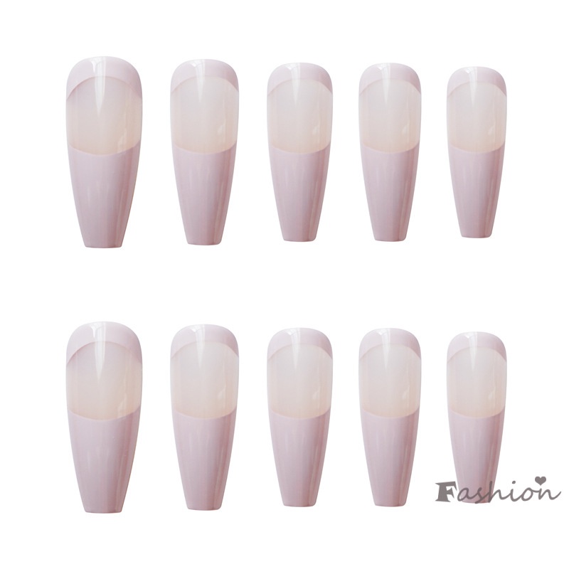 Bộ 24 Miếng Dán Móng Tay 24 Cái Màu Hồng Nhạt Siêu Dài Tháo Được Phong Cách Ngọt Ngào