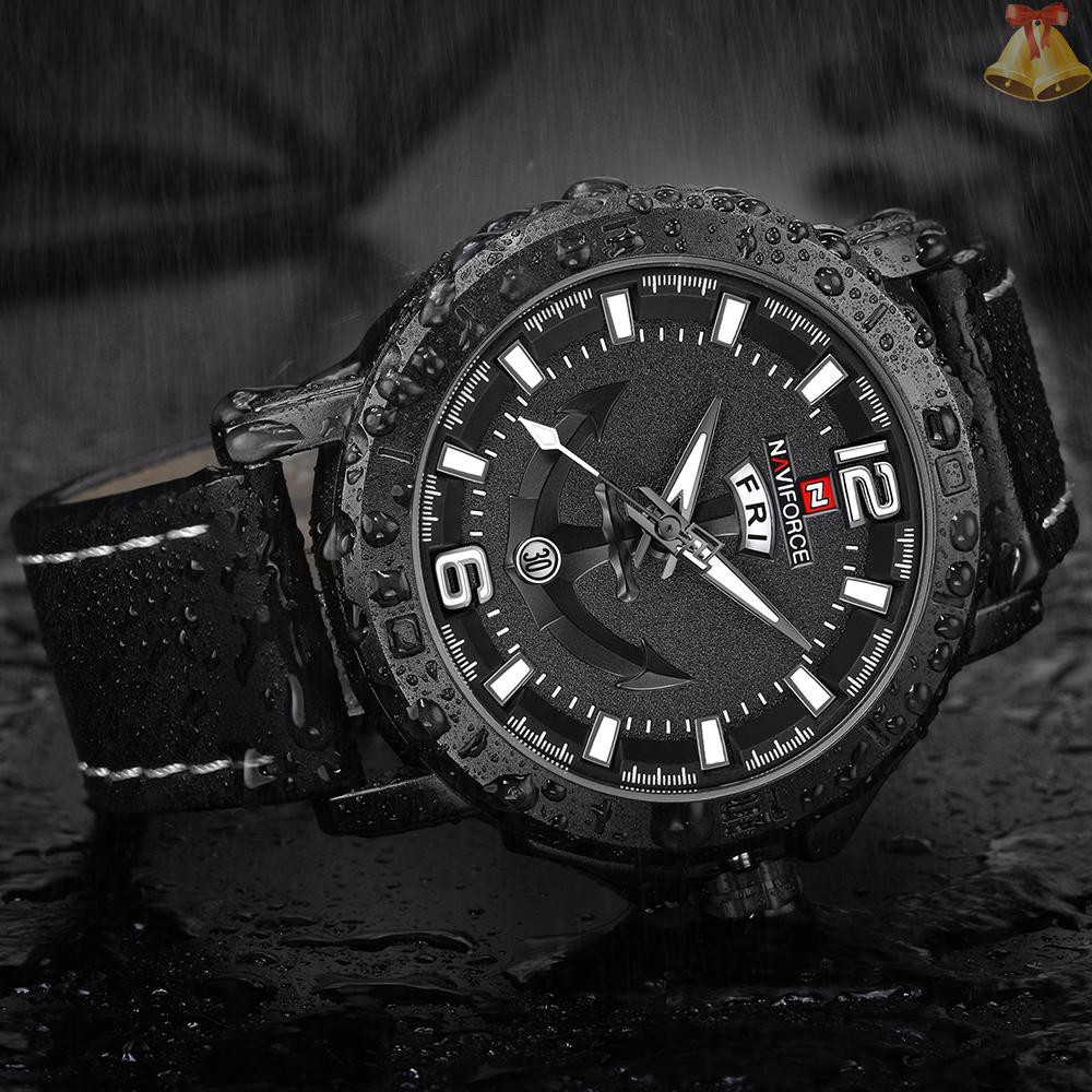 ONE NAVIFORCE Cool Luminous Quartz Men Watch 3ATM Water-Proof Man Casual Wristwatch Genuine Leather Band Calendar & Week Masculino Relogio + Box