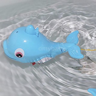OMYBABY Cute Dolphin Baby Kids Bath Shower Toy Squirt Water Swimming Fish Pull Kids Floating Toys