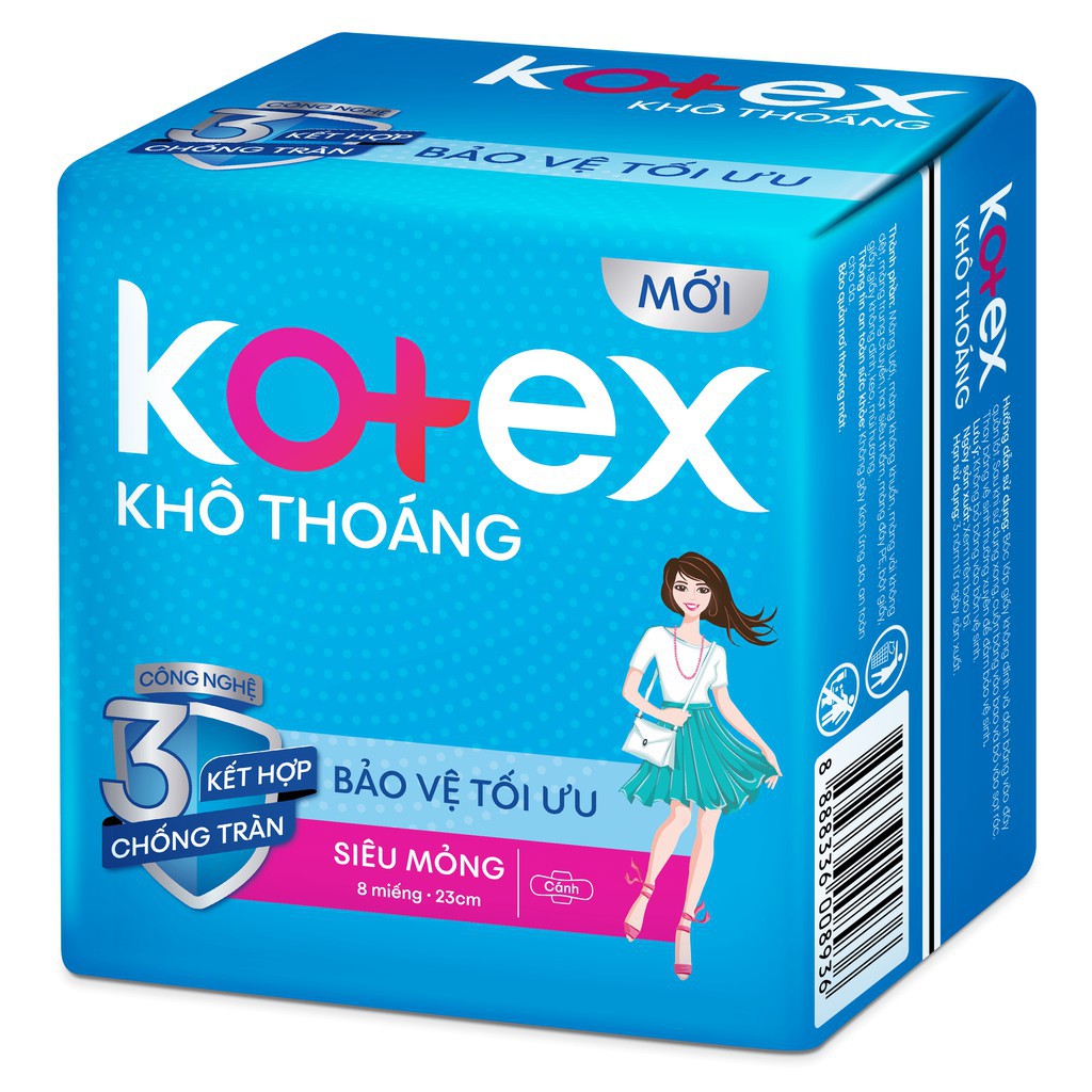 Combo 8 gói băng vệ sinh Kotex siêu mỏng (8 miếng/gói)