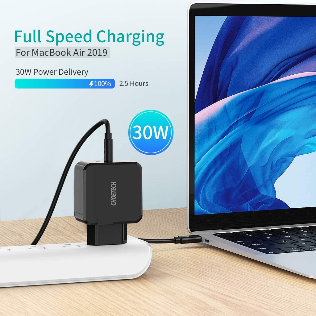 Sạc Macbook Air, iPhone, iPad Pro CHOETECH Q6005 Power Delivery 3.0 30W (tương thích cả QC 3.0)