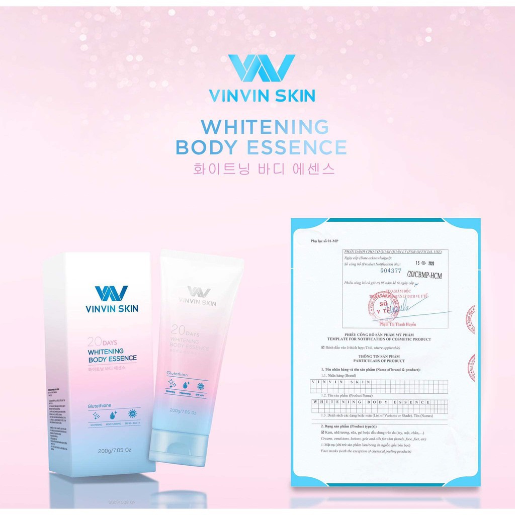 │✔️ 𝗖𝗛𝗜́𝗡𝗛 𝗛𝗔̃𝗡𝗚│Kem Body dưỡng trắng toàn thân VinVin Skin, bật tone sau 7 ngày sử dụng, trắng sáng mịn màng.