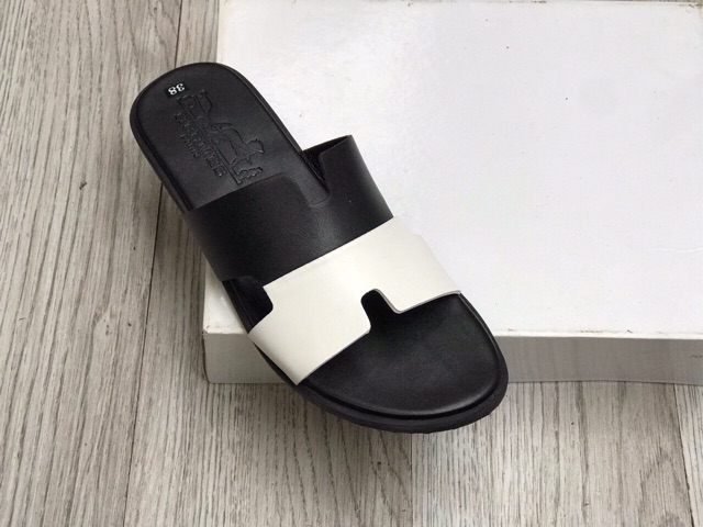 Dép hm nam da cao cấp, dép quai ngang nam fullbox.