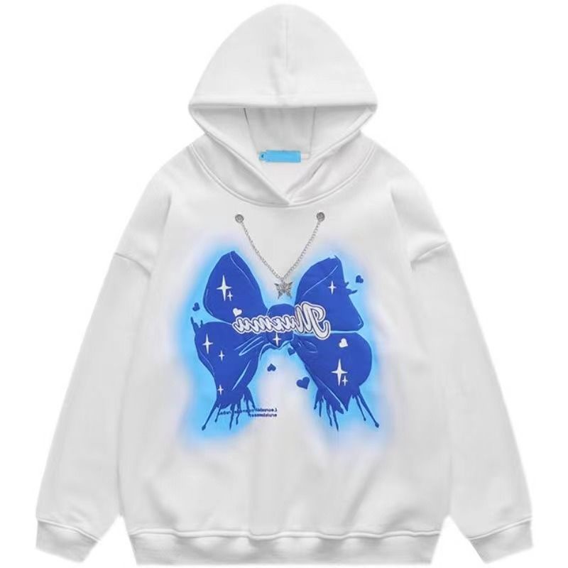 Áo Hoodie Y2K Dáng Rộng In Họa Tiết Thắt Nơ Thời Trang Xuân Thu Cho Cặp Đôi