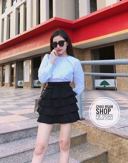 Set chân váy tầng áo phông