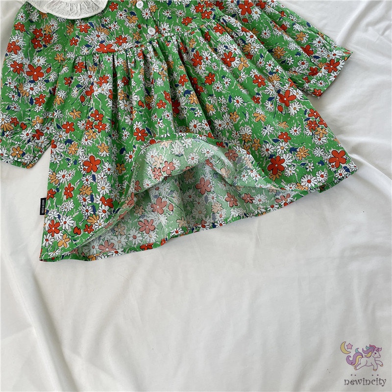 Đầm Công Chúa Tay Dài In Hoa Phong Cách Mori Hàn Quốc Cho Bé Gái