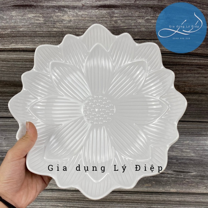 Đĩa nhựa melamine bông sen đựng hoa quả cao cấp, an toàn