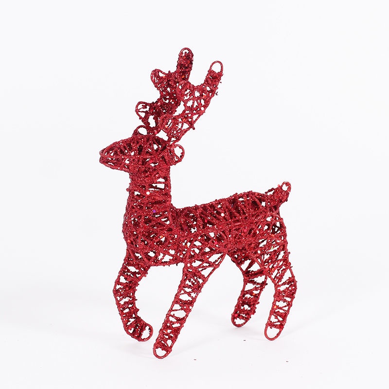 🎄Christmas Phụ kiện trang trí giáng sinh hình tuần lộc bằng sắt phát sáng