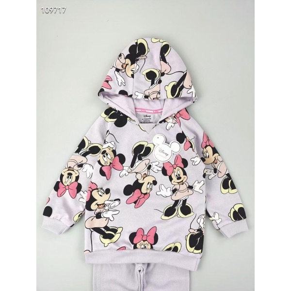 Bộ nỉ Minmie tím cho bé gái sz 0-3y