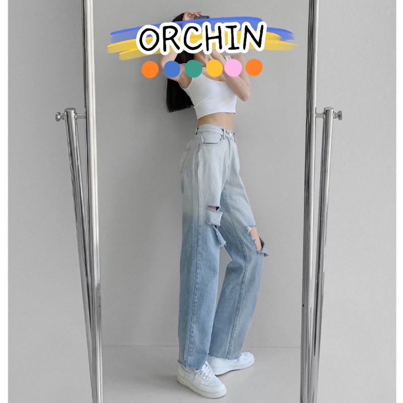 Quần Jean unisex 2 màu Hàn Quốc mùa hè cạp cao dáng đứng mặc đi chơi