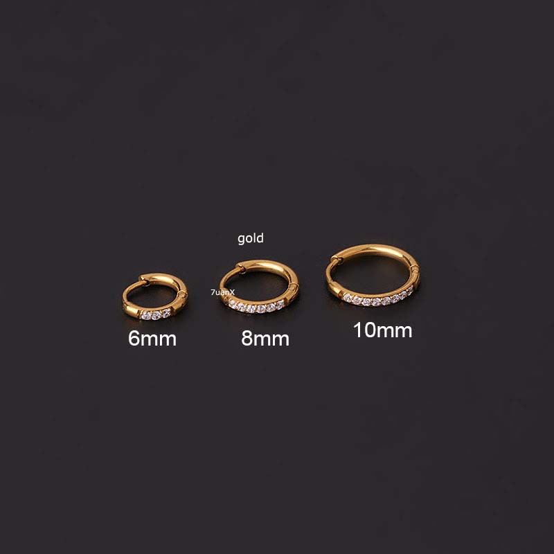 Khuyên tai tròn bằng thép không gỉ 6/8/10mm thiết kế sành điệu