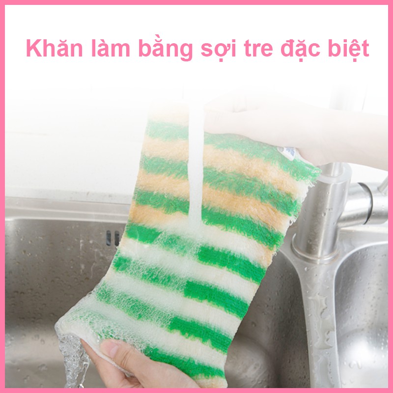 Khăn lau sợi tre MyJae Đài Loan 23cmx18cm lau bếp lau tay đa năng siêu bền đánh bay đầu bẩn