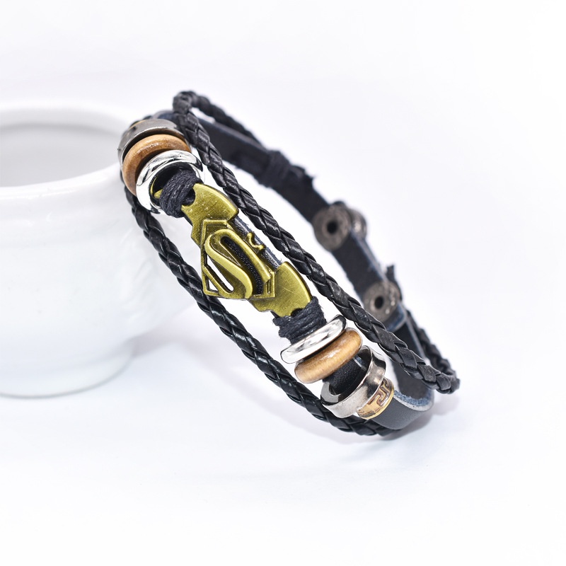 Vòng Tay Mặt Hình Superman / Batman Phong Cách Gothic Punk Có Thể Điều Chỉnh Kích Thước Cho Nam Giới