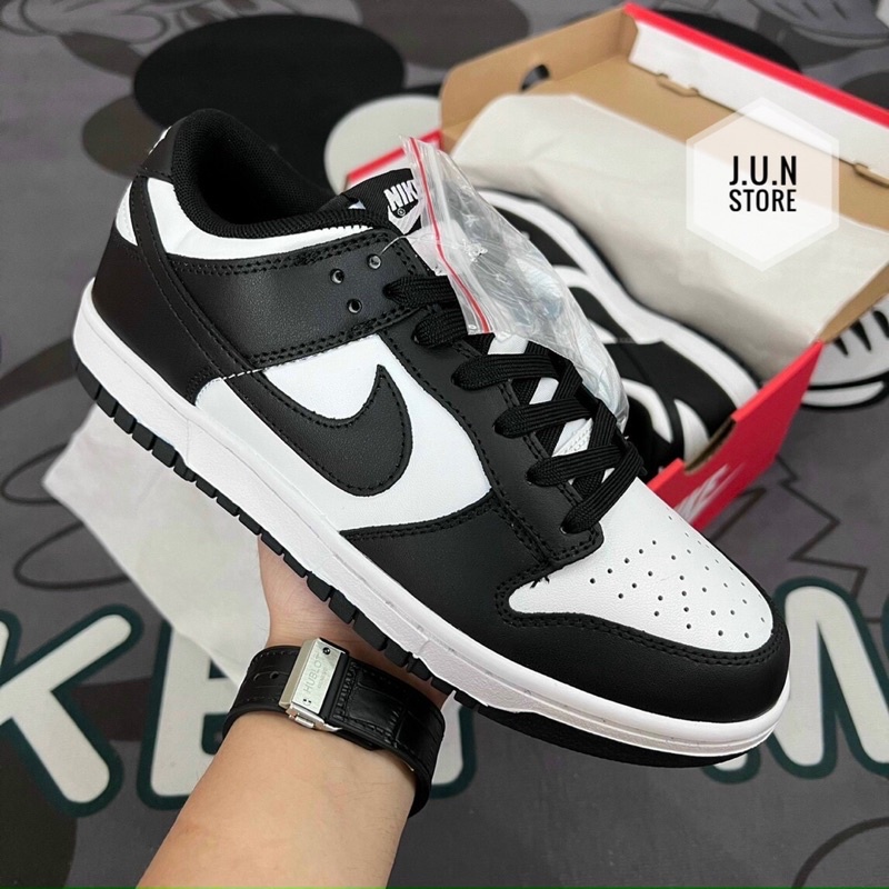 GIÀY SB DUNK BLACK WHITE LAI AU DA THẬT