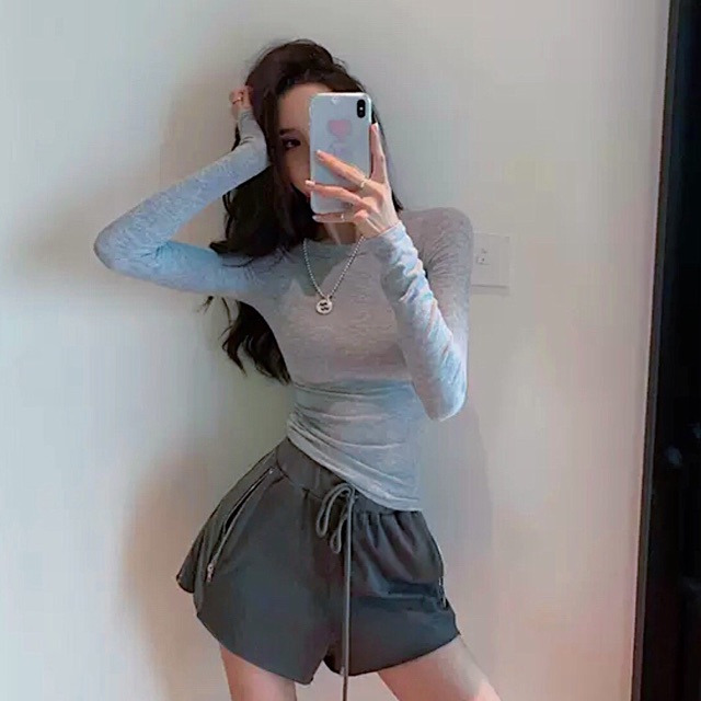 Áo thun gân tay dài (kèm hình thật)