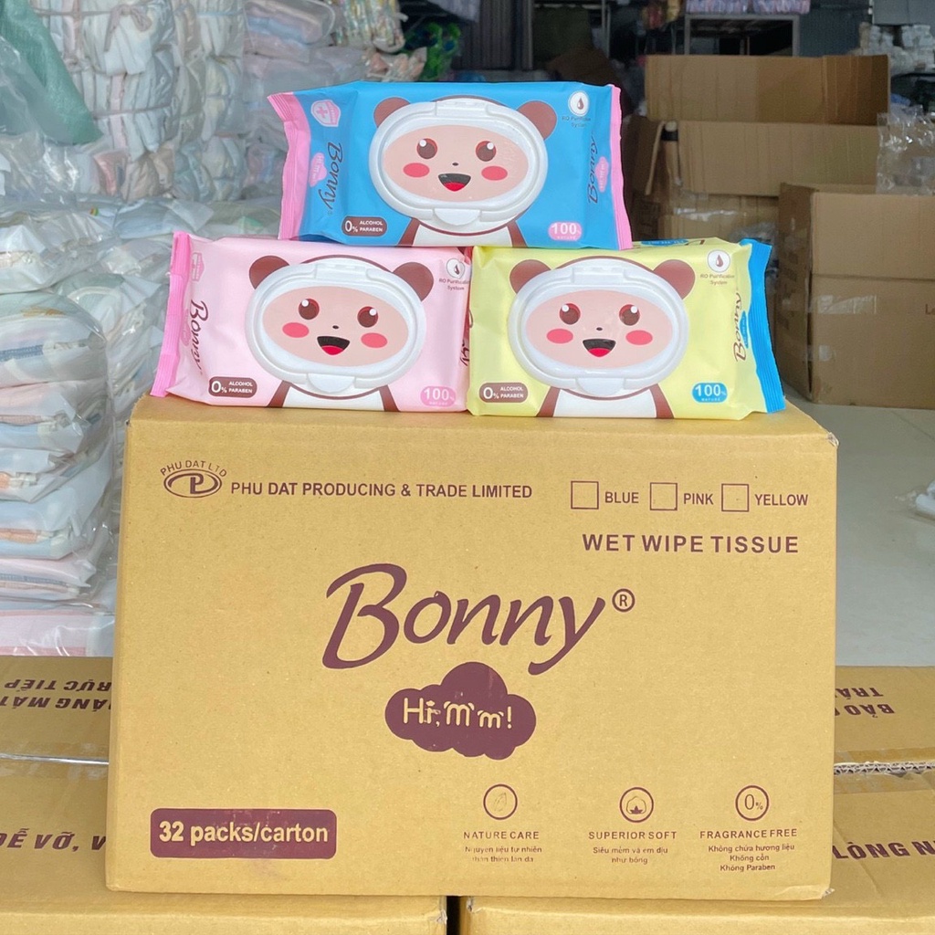 Khăn Ướt Đa Năng Hi!Mom BONNY Không Cồn Không Mùi (Gói 80 Tờ)