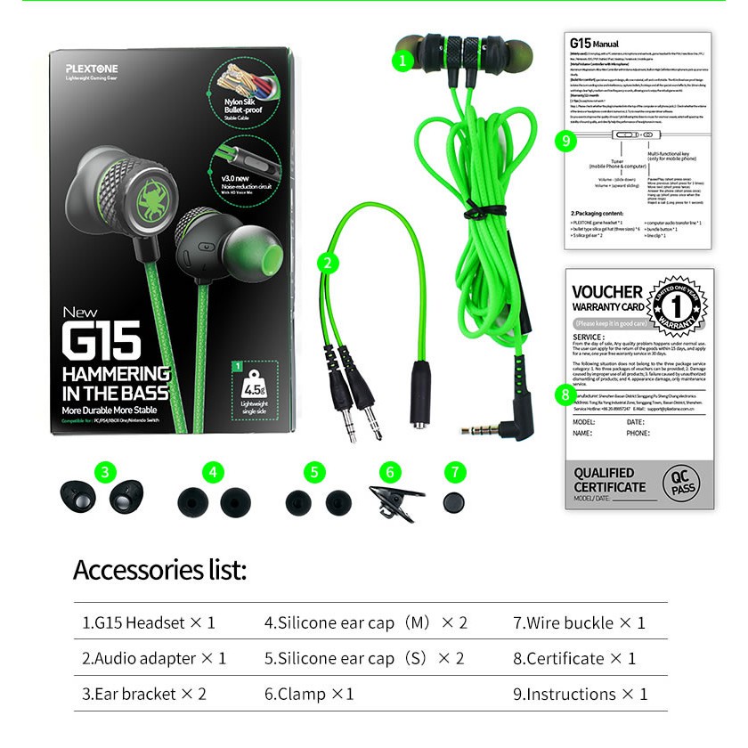 Tai Nghe Gaming Nhét Tai Plextone G15 Mark III Phiên Bản 2022 Mới Nhất - Chuyên Game - Có Mic, Chống Ồn