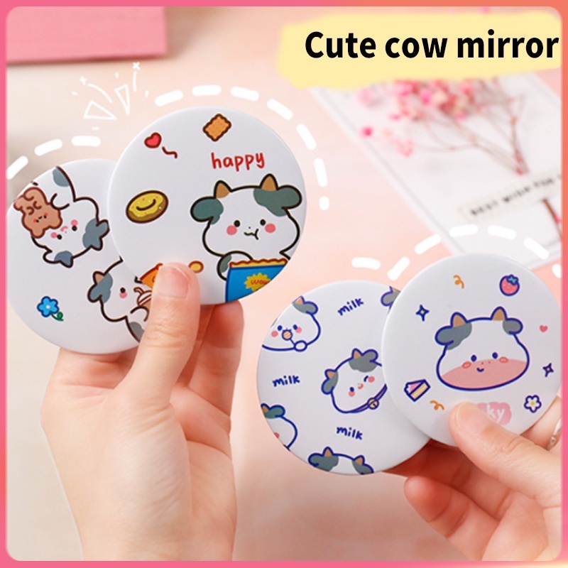 Gương trang điểm tròn Phim hoạt hình di động Gương cầm tay Cô gái trang điểm Gương nhỏ