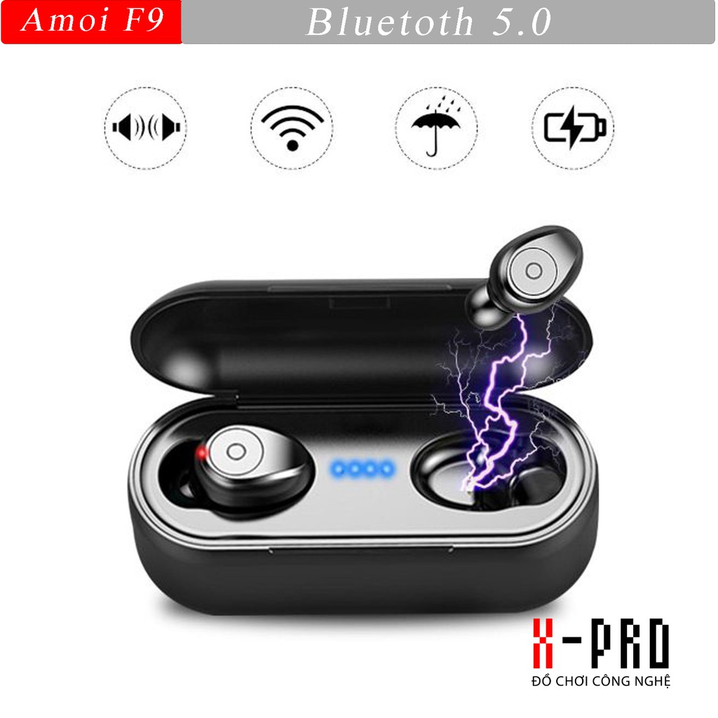 Tai nghe true wireless AMOI F9 , Bluetooth 5.0 Pin 280 giờ làm sạc dự phòng 2000mah | BigBuy360 - bigbuy360.vn