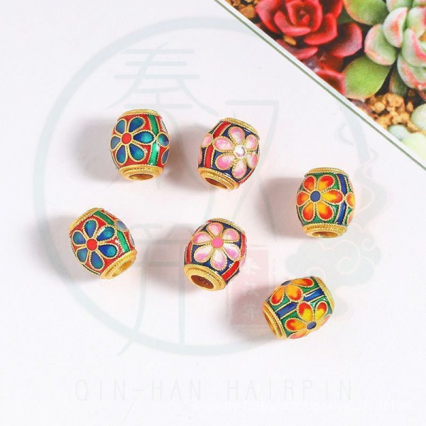Phụ kiện hạt làm vòng tay hình hoa anh đào vàng tráng men phong cách cổ điển