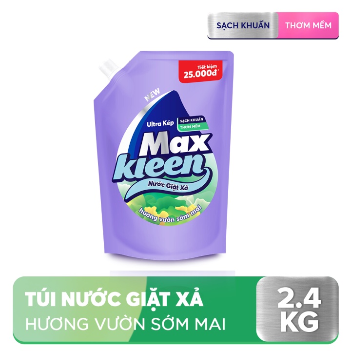 Nhà Bao việc có MaxKleen bao tuyệt: 1 Túi Garden 2.4kg + 1 Túi Natural 2.2kg + 1 Chai lau sàn 1kg Ngàn hoa ngọt ngào