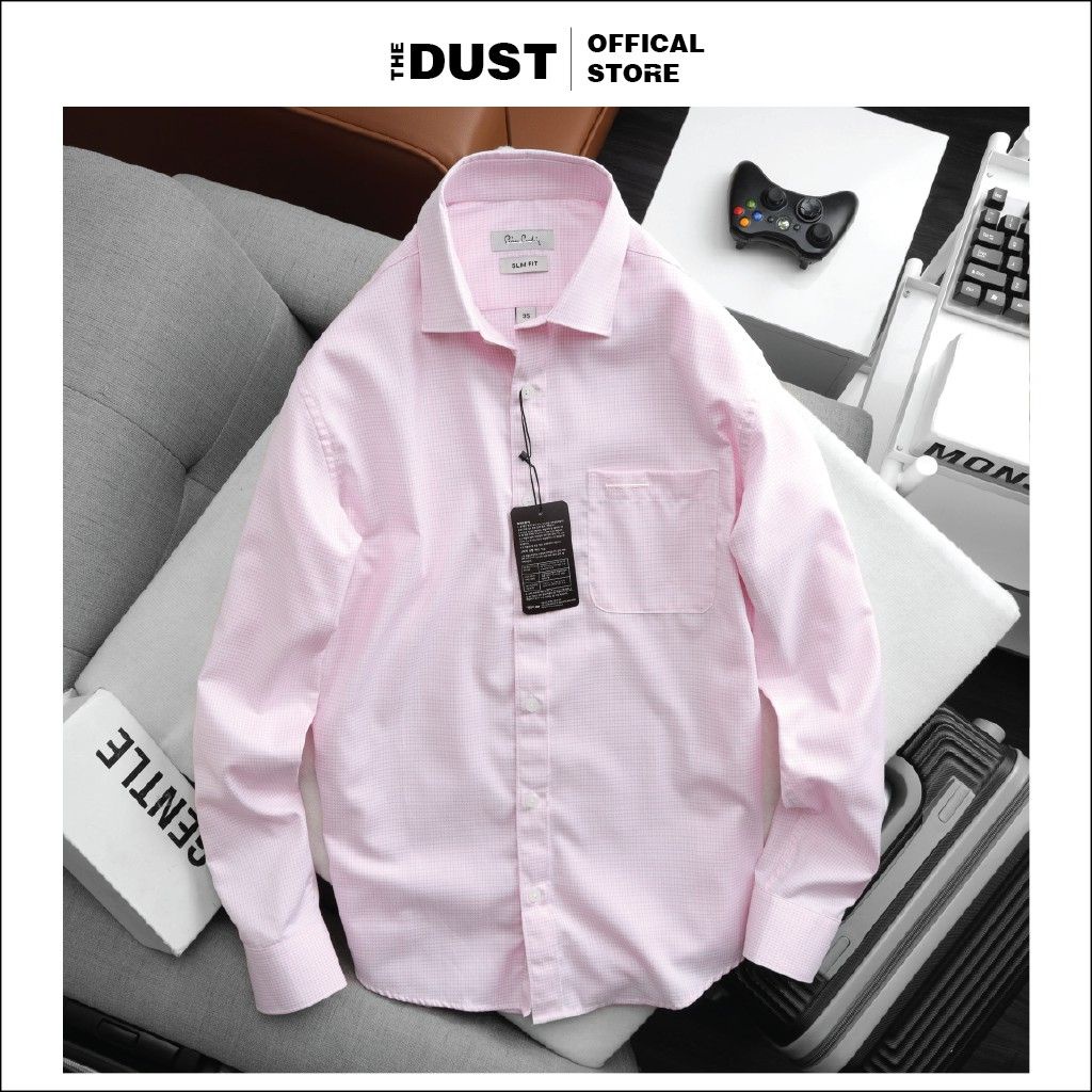 Áo sơ mi nam dài tay trơn cổ bẻ basic Pire Cadin - form slim fit vải cotton lụa cao cấp chống nhăn