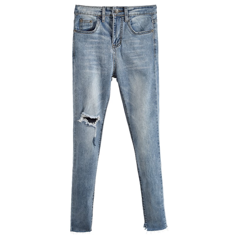 Size M | Quần jeans bó rách gối ulzzang SJ4559 | BigBuy360 - bigbuy360.vn