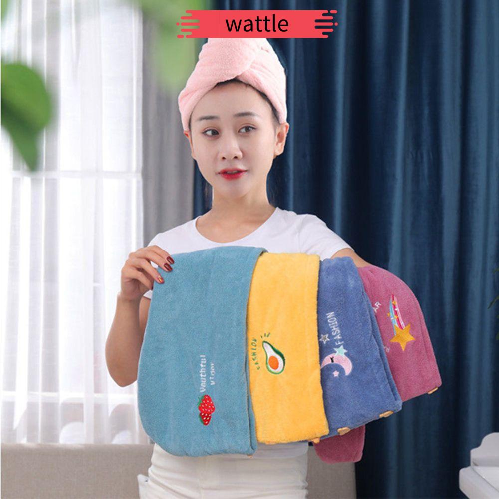 Mũ trùm đầu tắm bằng vải lông cừu san hô mềm mại nhanh khô thêu họa tiết hoạt hình dễ thương cho nữ