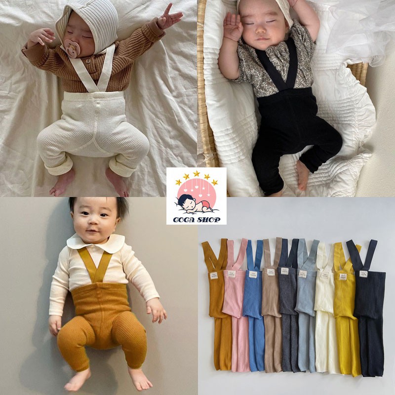 Quần Yếm Len Tăm Dài Phong Cách Hàn Quốc Siêu Dễ Thương Cho Bé