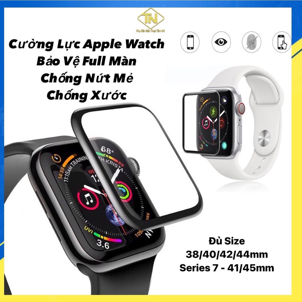 Kính cường lực AppleWatch full màn hình,kính dẻo 9H keo dán chắc chắn dễ sử dụng,size 38mm/40mm/41mm/42mm/44mm/45mm.