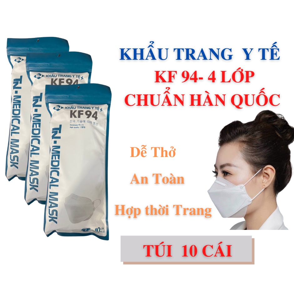 TÚI 10 CÁI- khẩu trang y tế 4D, khẩu trang kf94, công nghệ Hàn Quốc, chống bụi mịn, kháng khuẩn