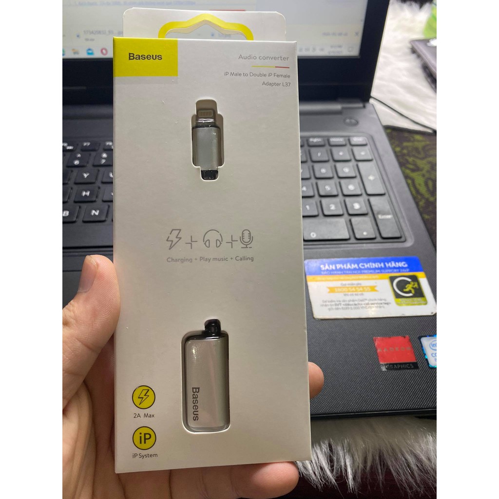 Bộ chia cổng Lightning 1 thành 2 Baseus (Super bền + vừa nghe +sạc+ mic ) cho iPhone 7/ iPhone 8/ iPhone X/ iphone