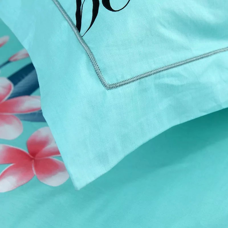 Bộ vỏ chăn ga gối cotton 100% (Hạc Xanh)