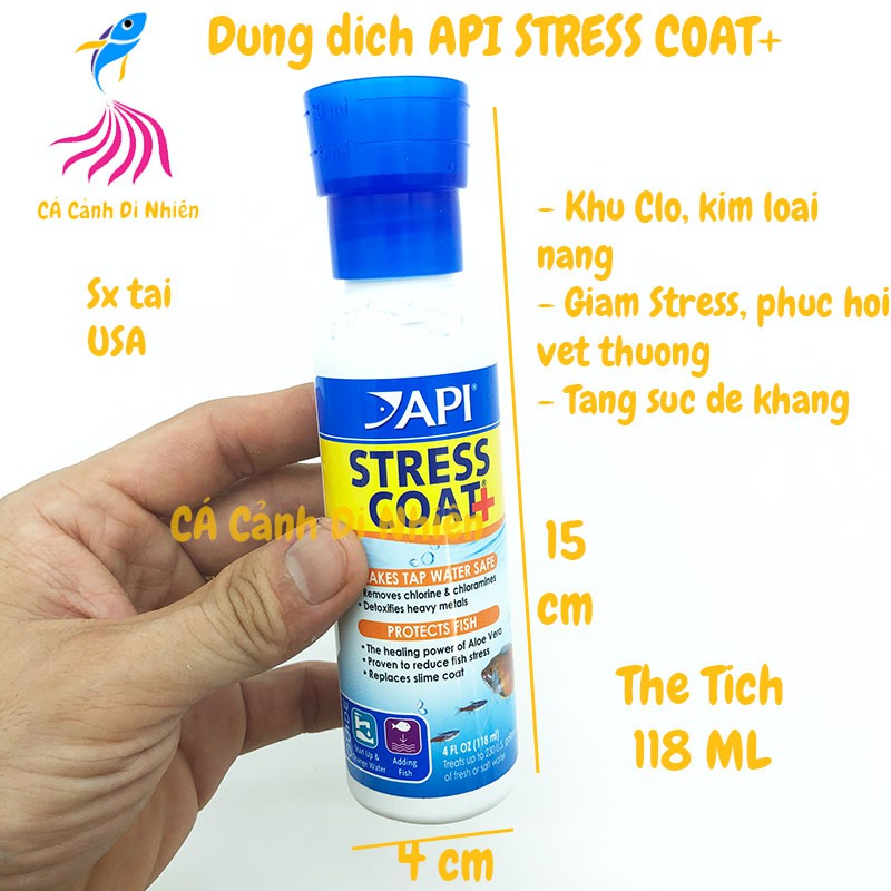 Dung dịch API STRESS COAT+ 118 ML giảm Stress khử độc nước cho hồ cá