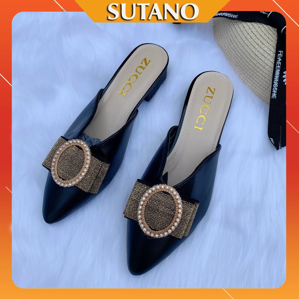 Giày sục nữ thời trang cao cấp đính nơ khóa ngọc tròn sanh chảnh S221 SUTANO | BigBuy360 - bigbuy360.vn