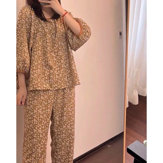 𝐚𝐬𝐡𝐞𝐱𝐢𝐧𝐜𝐡𝐚𝐨:  pyjamas, set đồ mặc nhà dáng rộng - áo tay phồng