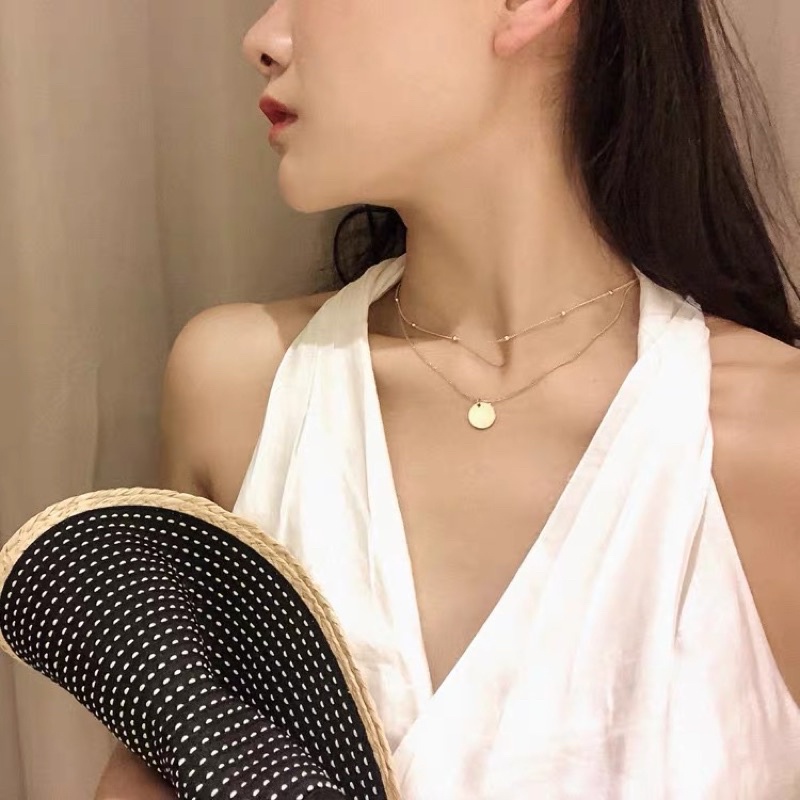 Vòng Cổ Mặt Tròn Cổ Điển Thiết Kế Thời Trang Dành Cho Nữ pk84