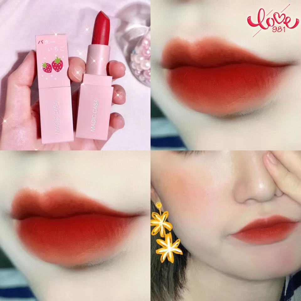 (hàng Mới Về) Son Môi Dưỡng Ẩm Chống Nước Chống Mồ Hôi Thiết Kế Vỏ Son Hình Quả Dâu Dễ Thương | BigBuy360 - bigbuy360.vn