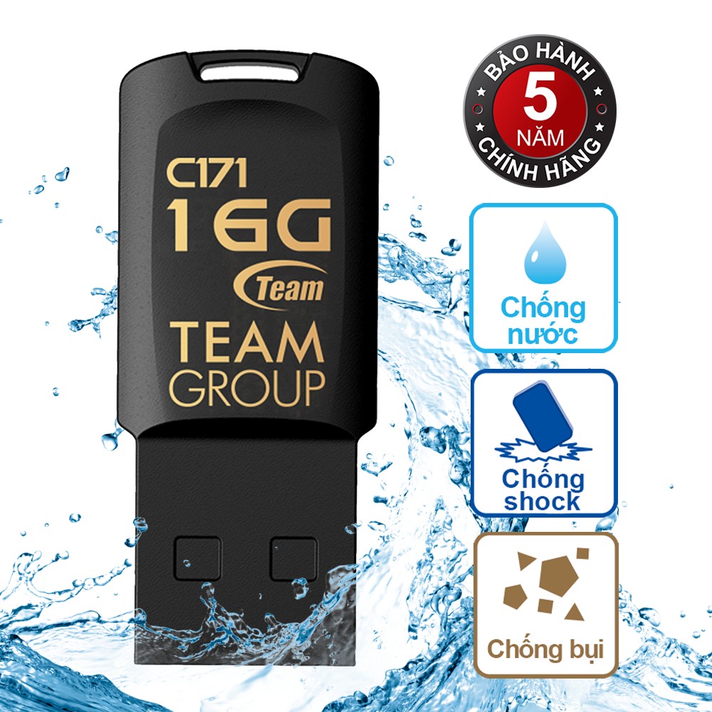 USB Team Group C171 16GB chống nước Taiwan (Đen) - Hãng phân phối chính thức