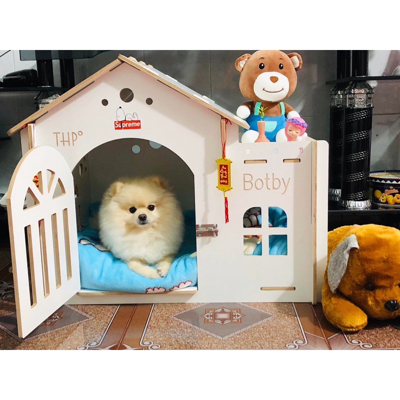 THPM001 size S<5kg,Nhà chó mèo, gỗ plywood cao cấp chống nước,  chống ẩm mốc, bề mặt trơn bóng chống
