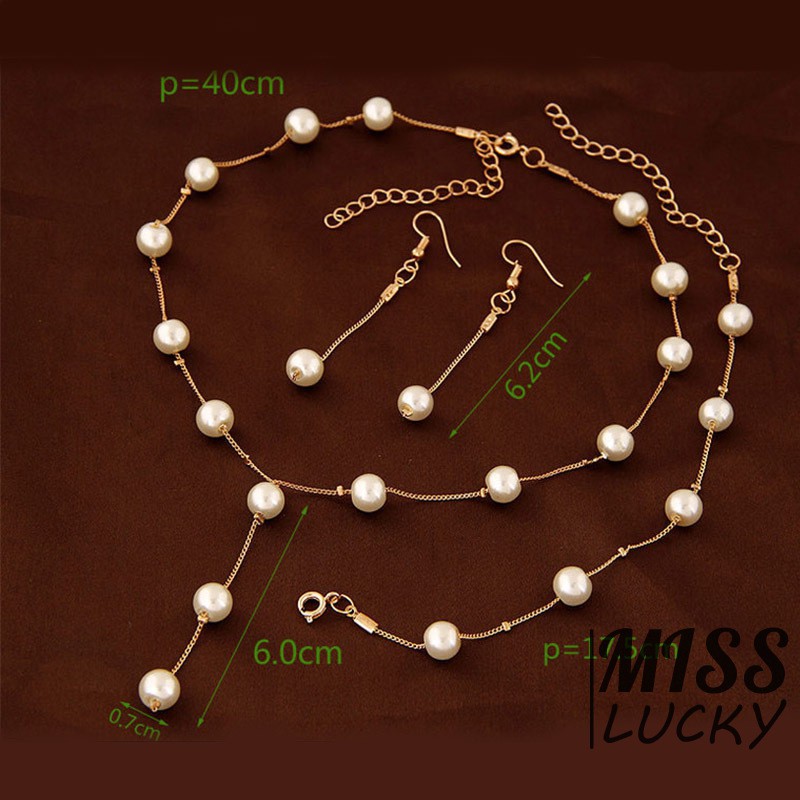 ❤Vòng cổ Và Đôi Khuyên Tai Ngọc Trai Thời Trang Cho Nữ