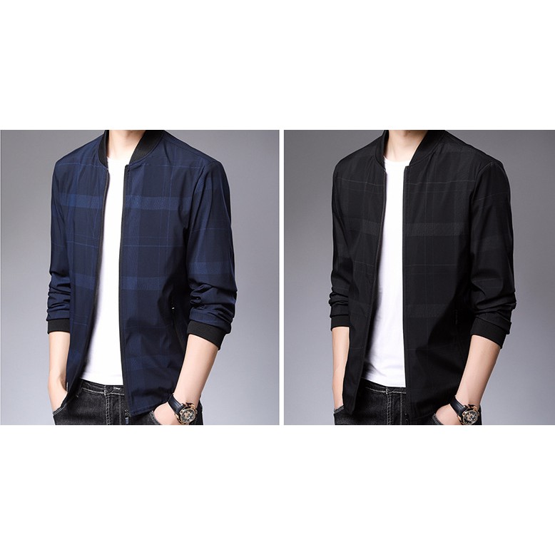 Áo khoác bomber nam, áo khoác kẻ, 2 màu đen – xanh – AL28 | BigBuy360 - bigbuy360.vn