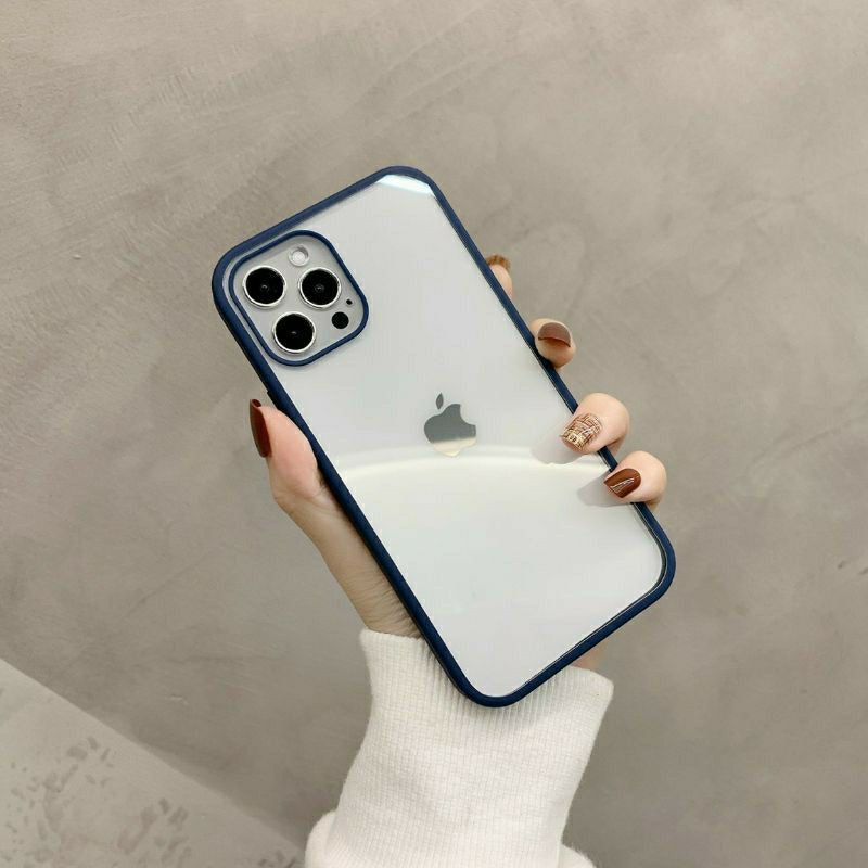 Ốp lưng LikGus viền màu iPhone 14 pro max / 13pro/14 / 12 Pro/ 12 Pro Max/11/11 Pro Max lưng meka trong veo không ố mà
