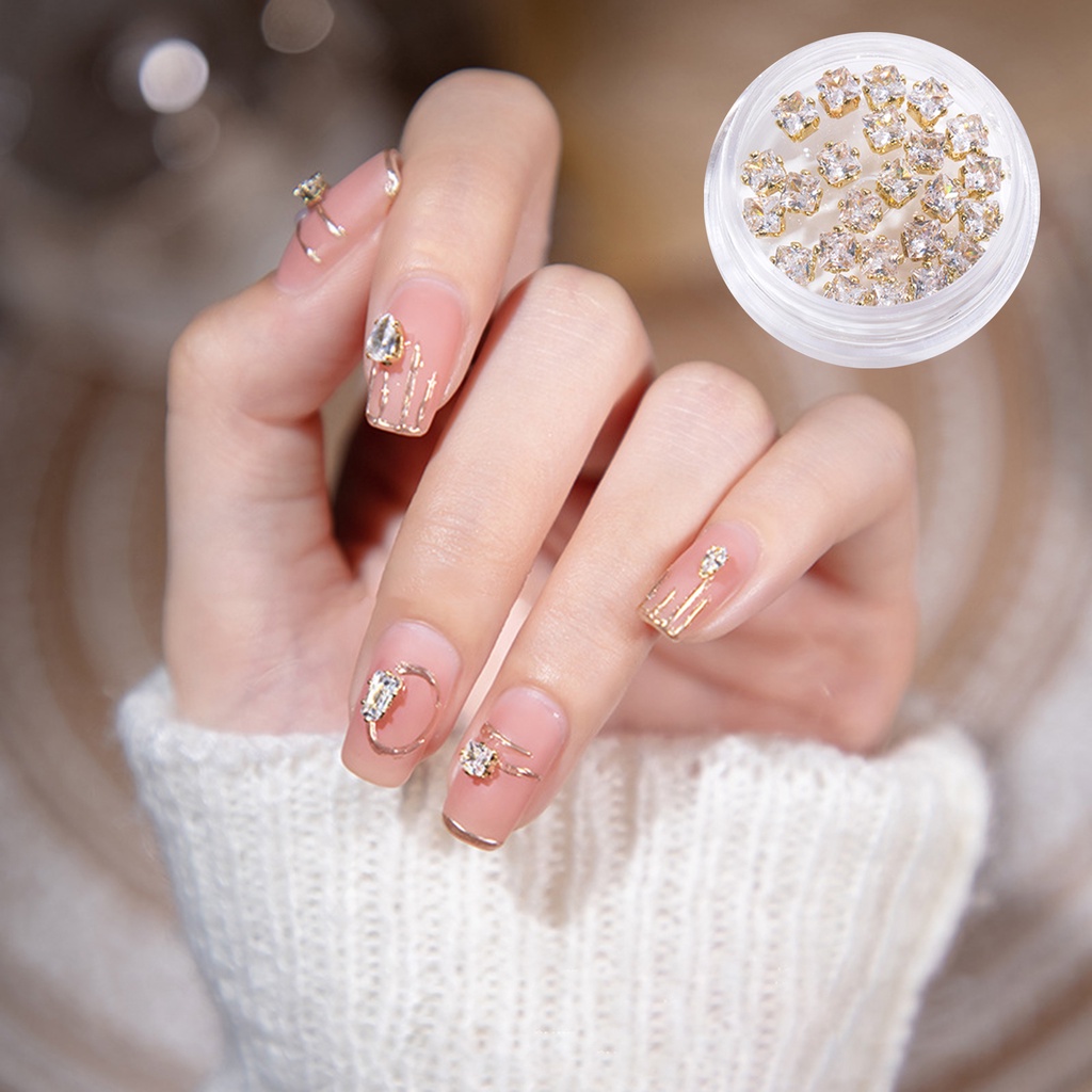 1 Hộp Phụ Kiện Trang Trí Móng Tay Nghệ Thuật Sáng Bóng DIY