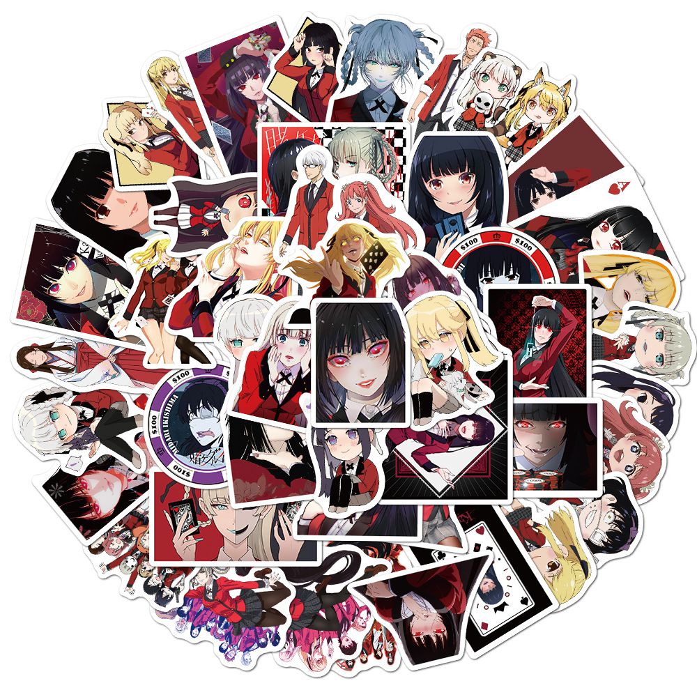Set 50 / 100 Phim hoạt hình Kawaii Eiga Kakegurui Stickers Máy tính xách tay vali văn phòng phẩm Stickers không thấm nước album đồ chơi sinh nhật cho trẻ em