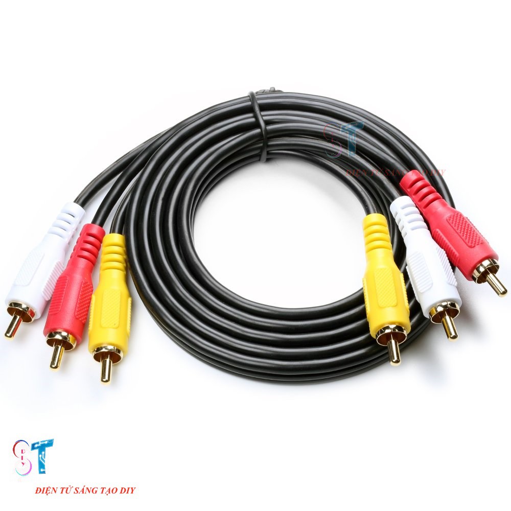 DÂY CÁP AV/RCA 3 ĐẦU HOA SEN ĐỰC RA 3 ĐẦU HOA SEN ĐỰC DÀI 3M